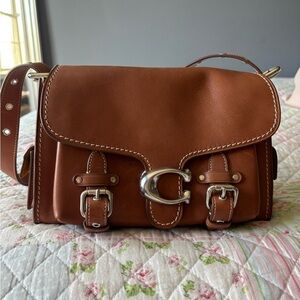 Coach Western Tabby Brown Leather Crossbody Bag with Silver Hardware